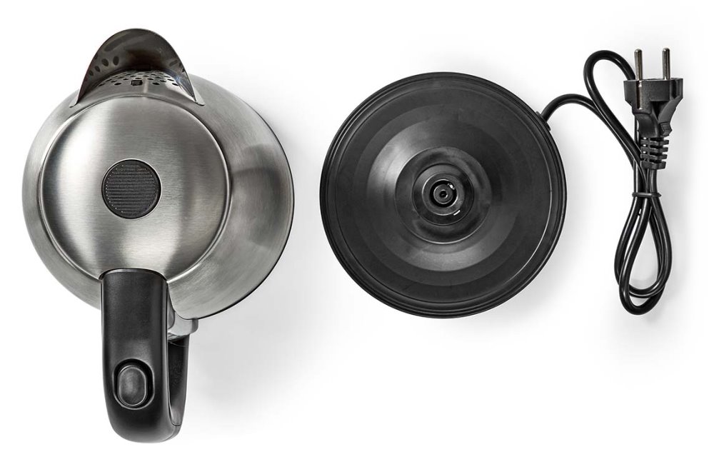 NEDIS rychlovarná konvice KAWK350EAL/ objem 1,7 l/ otáčení o 360°/ nerezová ocel/ spotřeba 2200 W/ černo-stříbrná