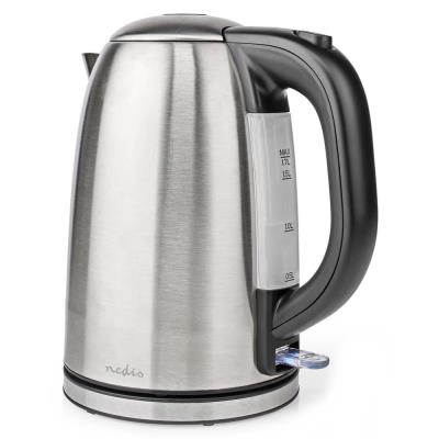 NEDIS rychlovarná konvice KAWK350EAL/ objem 1,7 l/ otáčení o 360°/ nerezová ocel/ spotřeba 2200 W/ černo-stříbrná