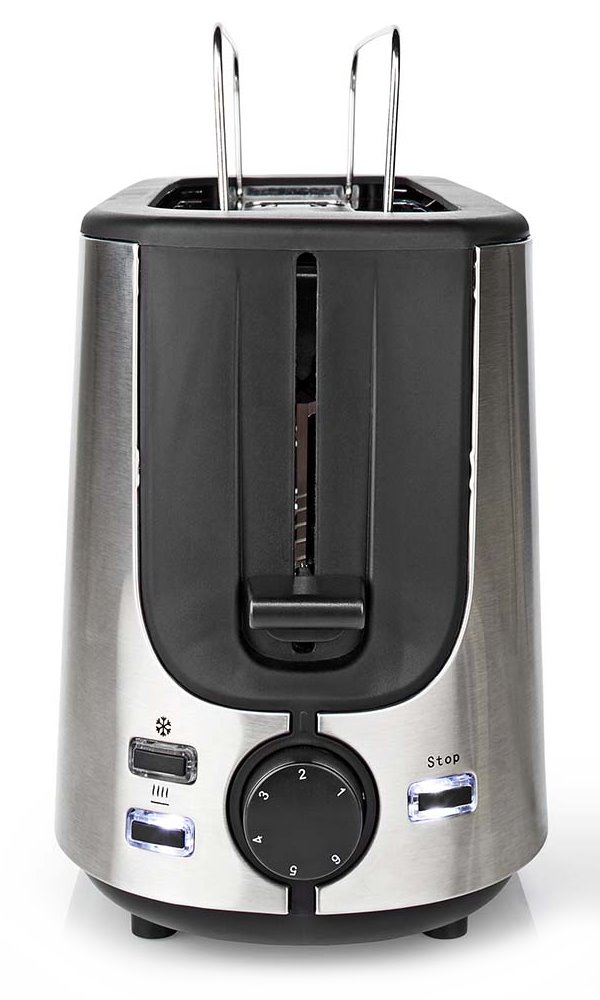 NEDIS topinkovač/ spotřeba 1000 W/ 1 slot/ 6 úrovní zhnědnutí/ funkce rozmrazování/ stojan/ řada nerez/ hliník