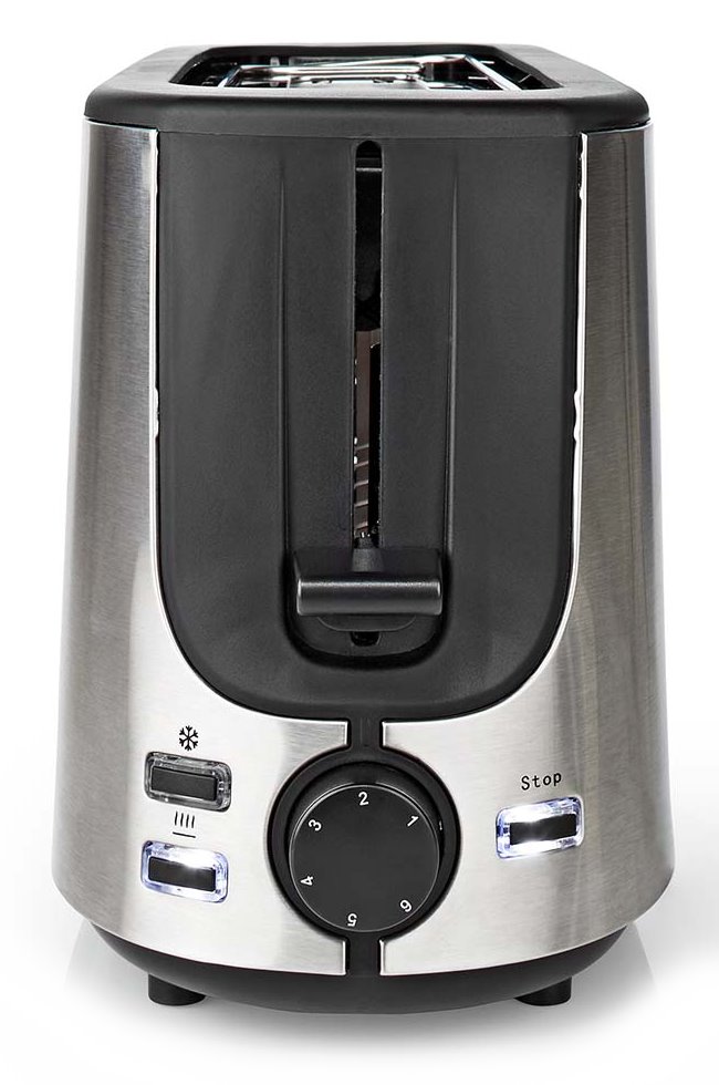 NEDIS topinkovač/ spotřeba 1000 W/ 1 slot/ 6 úrovní zhnědnutí/ funkce rozmrazování/ stojan/ řada nerez/ hliník