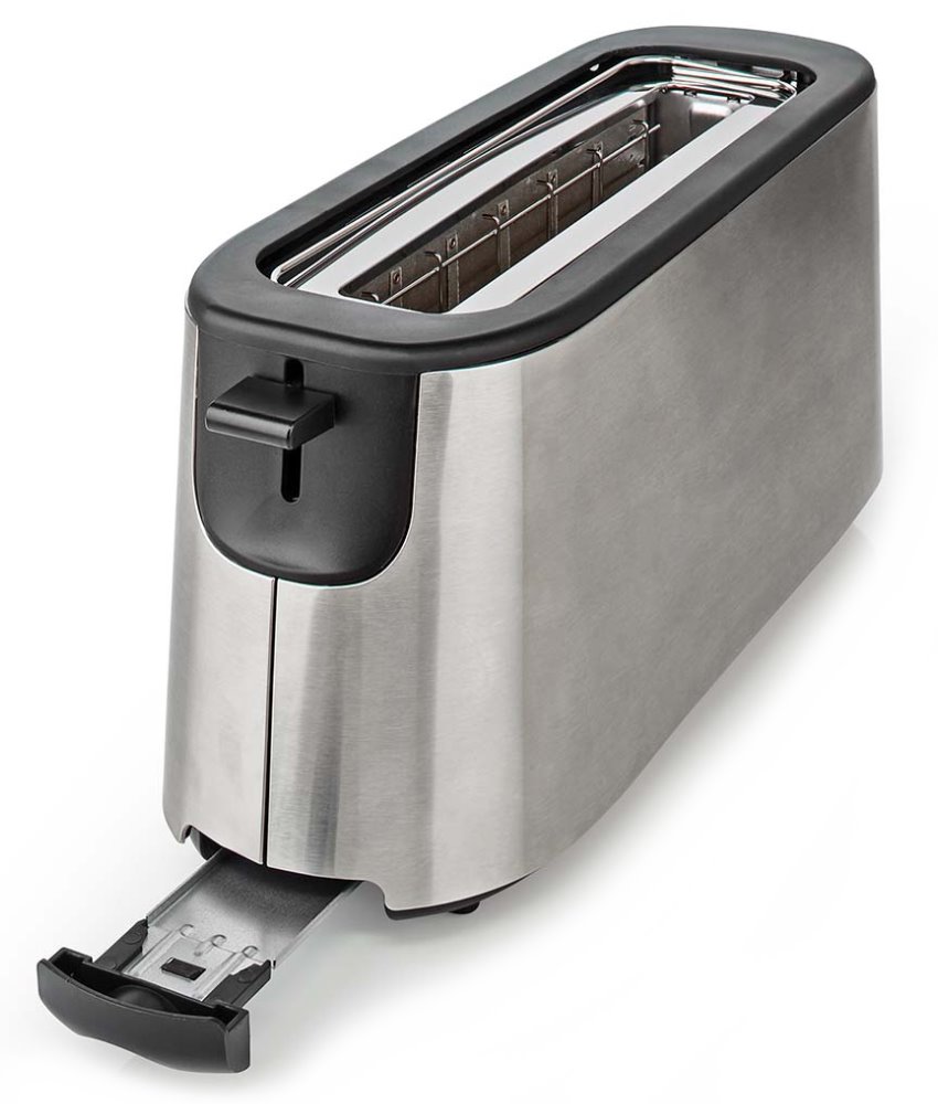 NEDIS topinkovač/ spotřeba 1000 W/ 1 slot/ 6 úrovní zhnědnutí/ funkce rozmrazování/ stojan/ řada nerez/ hliník