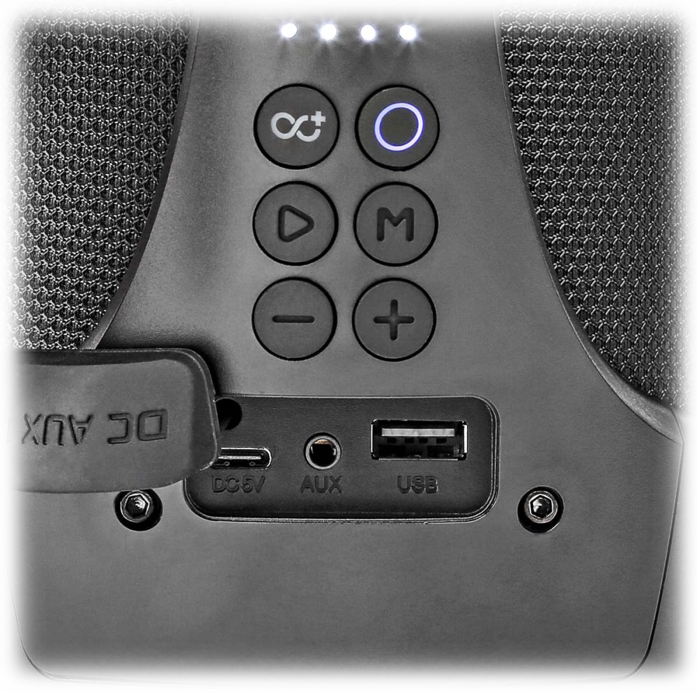 NEDIS párty reproduktor/ 2.0/ výkon 50 W/ Bluetooth/ AUX/ USB/ 3,5 mm jack/ IPX5/ párty osvětlení/ černý