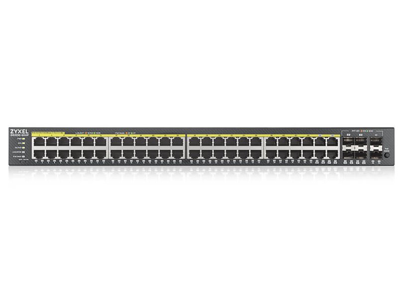 ZyXEL GS2220-50HP, EU region, 48-port GbE L2 PoE Switch with GbE Uplink (1 year NCC Pro pack license bundled)