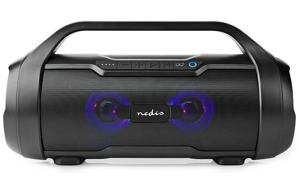 NEDIS párty reproduktor/ 2.0/ výkon 60 W/ Bluetooth/ AUX/ Micro SD/ USB/ 3,5 mm jack/ IPX5/ černý