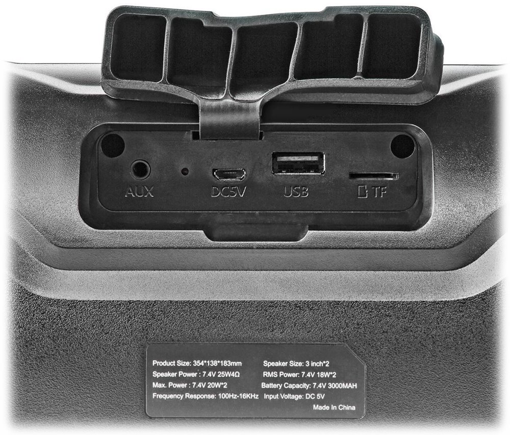 NEDIS párty reproduktor/ 2.0/ výkon 60 W/ Bluetooth/ AUX/ Micro SD/ USB/ 3,5 mm jack/ IPX5/ černý