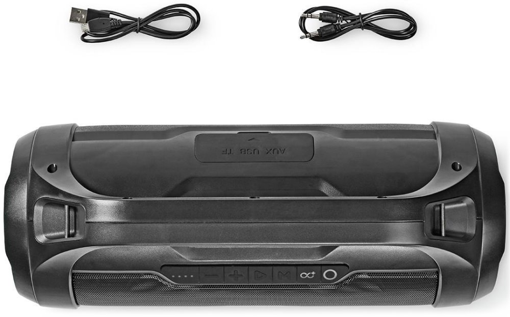 NEDIS párty reproduktor/ 2.0/ výkon 60 W/ Bluetooth/ AUX/ Micro SD/ USB/ 3,5 mm jack/ IPX5/ černý