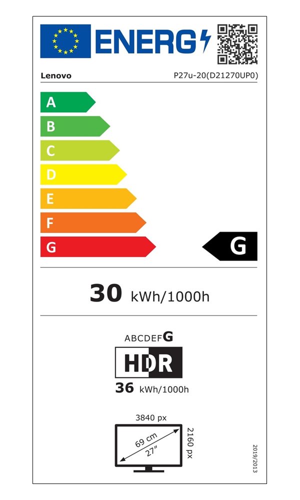 Lenovo P27u-20/ 27" IPS / 16:9/ 3840x2160 UHD / 400cd/m2/ 1000:1/ 4ms/ TB/ HDMI/ DP/ USB/ PIVOT/ černý