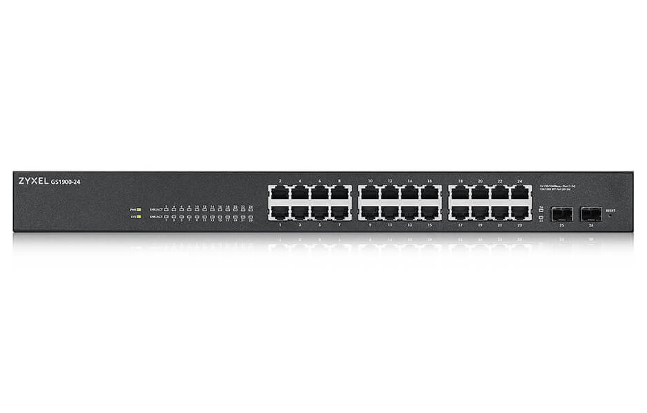 ZyXEL GS1900-24 v2, 24-port GbE L2 Smart Switch, rackmount, fanless