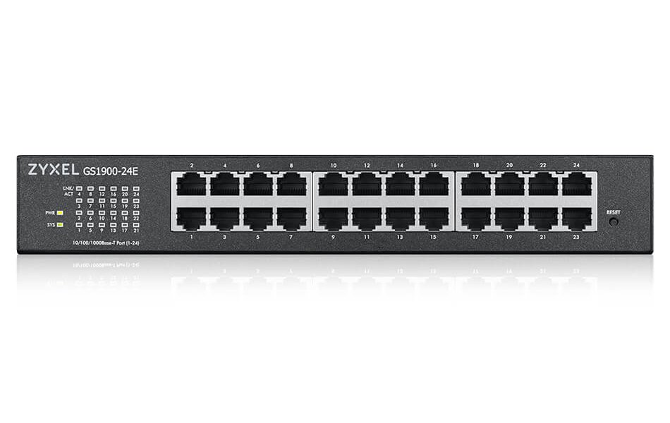 ZyXEL GS1900-24E v3, 24-port GbE L2 Smart Switch, rackmount, fanless