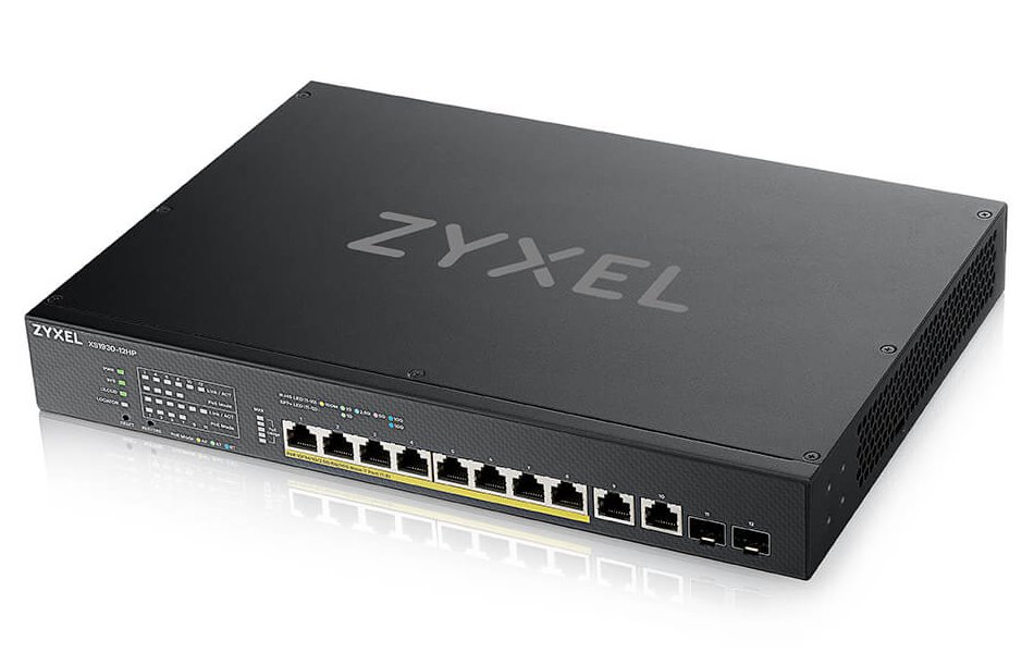 ZyXEL XS1930-12HP, 8-port Multi-Gigabit Smart Managed PoE Switch 375Watt 802.3BT, 2 x 10GbE + 2 x SFP+ Uplink