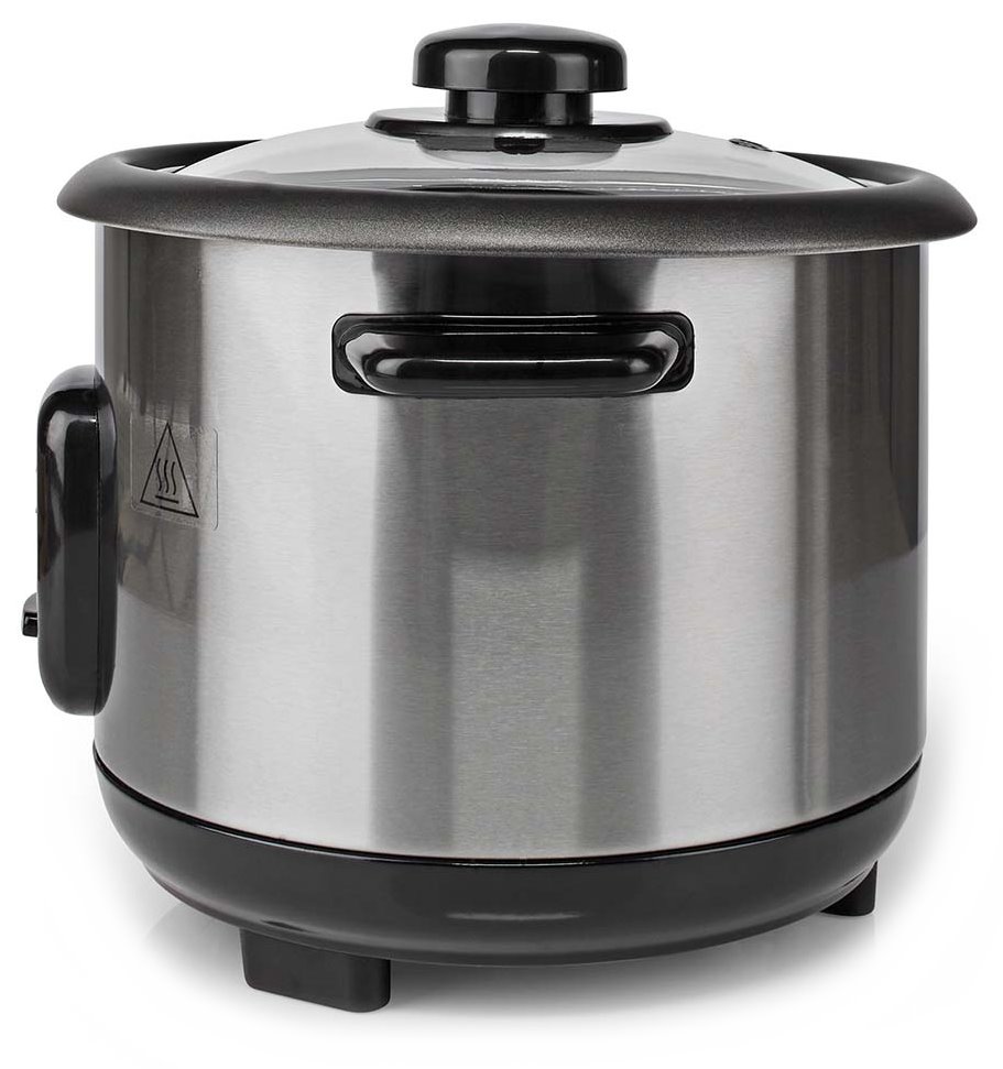 NEDIS rýžovar/ spotřeba 400 W/ objem 1,0 L/ nepřilnavý povrchy/ vyjímatelná miska/ automatické vypnutí/ černo-stříbrný