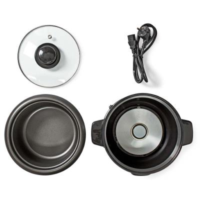 NEDIS rýžovar/ spotřeba 400 W/ objem 1,0 L/ nepřilnavý povrchy/ vyjímatelná miska/ automatické vypnutí/ černo-stříbrný