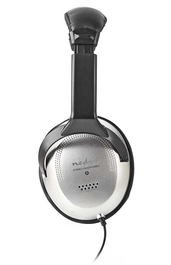 NEDIS kabelová sluchátka/ na uši/ ovládání hlasitosti/ kabel 2,70 m/ černo-stříbrné