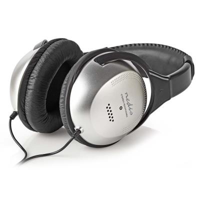 NEDIS kabelová sluchátka/ na uši/ ovládání hlasitosti/ kabel 2,70 m/ černo-stříbrné