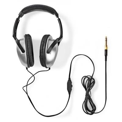 NEDIS kabelová sluchátka/ na uši/ ovládání hlasitosti/ kabel 2,70 m/ černo-stříbrné