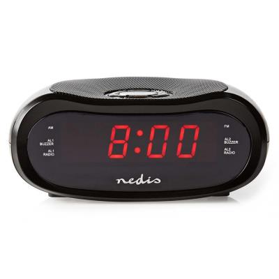 NEDIS digitální budík s rádiem/ LED displej/ AM/ FM/ funkce odloženého buzení/ časovač vypnutí/ 2 alarmy/ černý