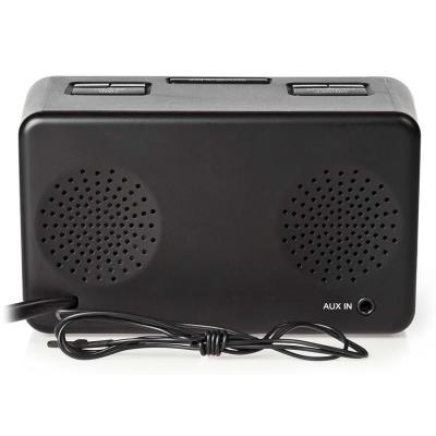 NEDIS digitální budík s rádiem/ LED displej/ 3,5 mm jack/ AM/ FM/ odložené buzení/ časovač vypnutí/ 2 alarmy/ černý