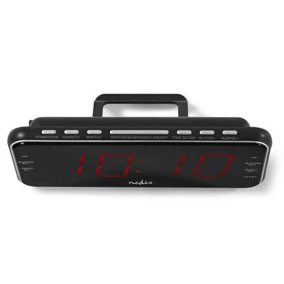 NEDIS digitální budík s rádiem/ LED displej/ 3,5 mm jack/ AM/ FM/ odložené buzení/ časovač vypnutí/ 2 alarmy/ černý