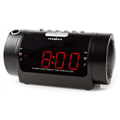 NEDIS digitální budík s rádiem/ LED displej/ promítání času/ AM/ FM/ odložené buzení/ časovač vypnutí/ 2 alarmy/ černý