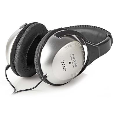 NEDIS kabelová sluchátka/ na uši/ ovládání hlasitosti/ kabel 6 m/ černo-stříbrné