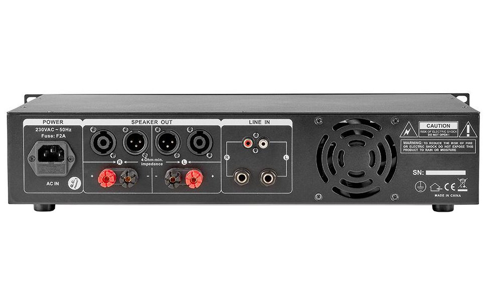 NEDIS PA zesilovač/ RMS 2x 100 W @ 8 Ohm/ 2x 150 W @ 4 Ohm/ 2 kanály/ 2U/ montáž do 19" stojanu/ kov/ černý