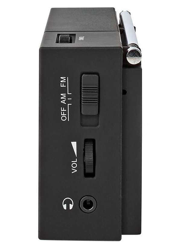 NEDIS přenosné rádio/ AM/ FM/ napájení z baterie/ analogové/ 1.5 W/ výstup pro sluchátka/ černé