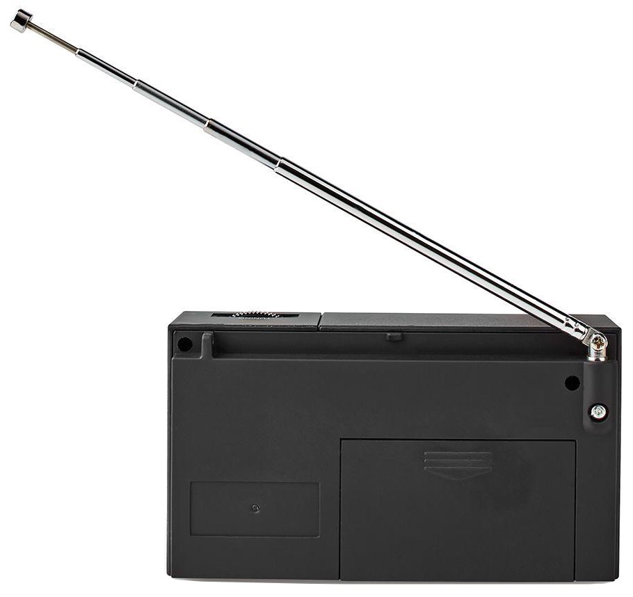 NEDIS přenosné rádio/ AM/ FM/ napájení z baterie/ analogové/ 1.5 W/ výstup pro sluchátka/ černé