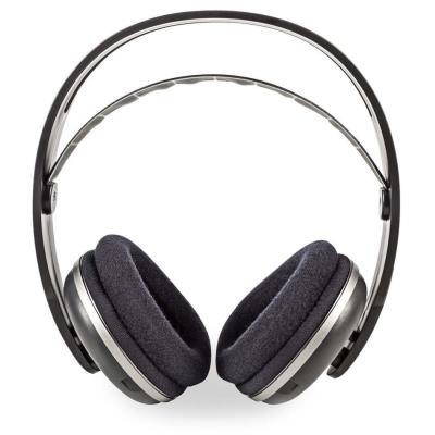 NEDIS bezdrátová TV sluchátka/ RF/ na uši/ výdrž 11 hodin/ rozsah 100 m/ digitální zvuk/ vyvážení zvuku/ černo-stříbrné