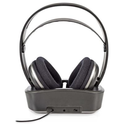 NEDIS bezdrátová TV sluchátka/ RF/ na uši/ výdrž 11 hodin/ rozsah 100 m/ digitální zvuk/ vyvážení zvuku/ černo-stříbrné