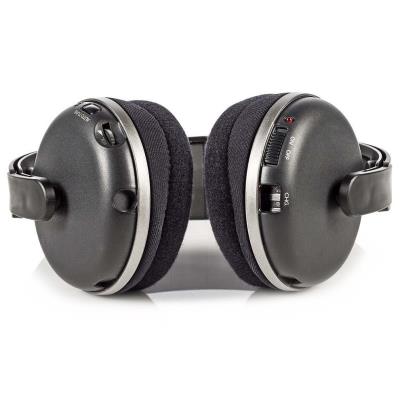 NEDIS bezdrátová TV sluchátka/ RF/ na uši/ výdrž 11 hodin/ rozsah 100 m/ digitální zvuk/ vyvážení zvuku/ černo-stříbrné