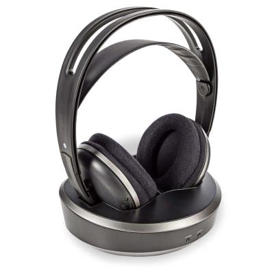 NEDIS bezdrátová TV sluchátka/ RF/ na uši/ výdrž 11 hodin/ rozsah 100 m/ digitální zvuk/ vyvážení zvuku/ černo-stříbrné