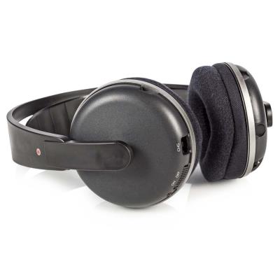 NEDIS bezdrátová TV sluchátka/ RF/ na uši/ výdrž 11 hodin/ rozsah 100 m/ digitální zvuk/ vyvážení zvuku/ černo-stříbrné