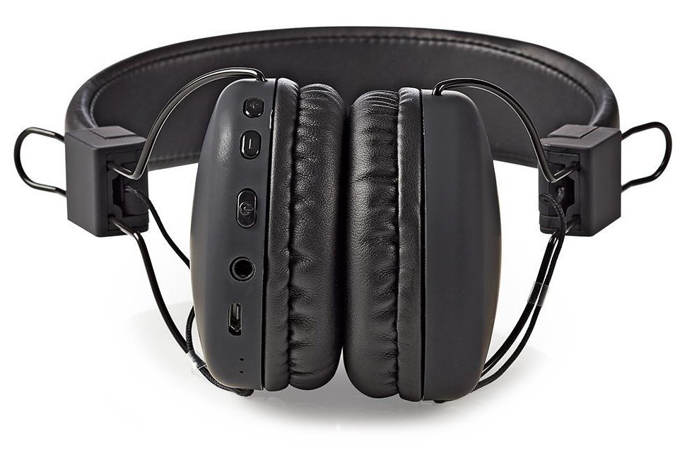 NEDIS bezdrátová sluchátka + mikrofon/ ON-EAR/ výdrž 15 hodin/ ovládání stiskem/ ovládání hlasitosti/ černé