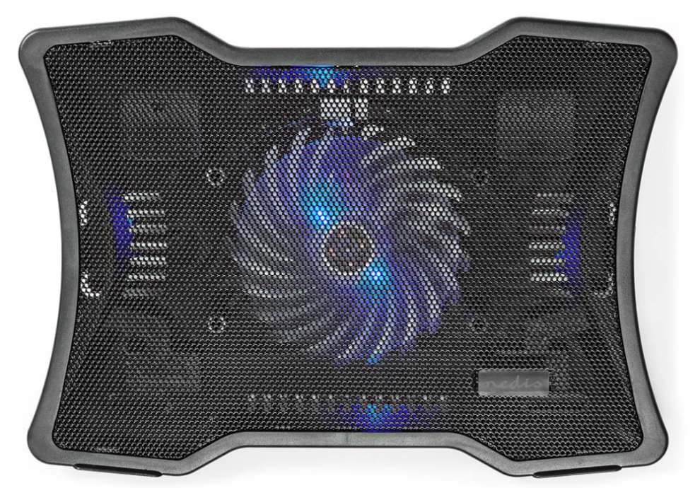 NEDIS stojan na notebook/ univerzální/ pro notebooky do 17"/ 1x ventilátor 125 mm/ USB/ plast-kov/ černý