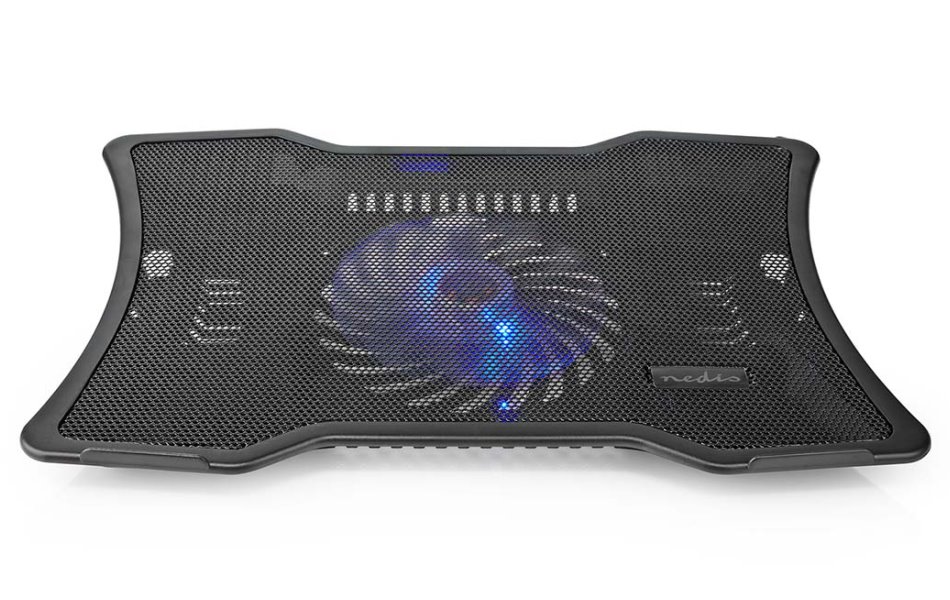 NEDIS stojan na notebook/ univerzální/ pro notebooky do 17"/ 1x ventilátor 125 mm/ USB/ plast-kov/ černý