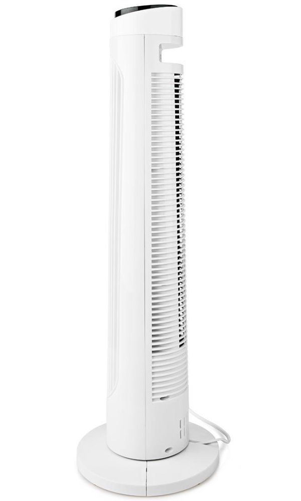 NEDIS sloupový ventilátor/ výška: 76 cm/ výkon 50 W/ 3 rychlosti/ rotace/ dálkové ovládání/ bílo-černý