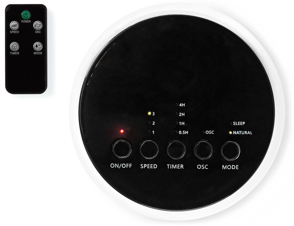 NEDIS sloupový ventilátor/ výška: 76 cm/ výkon 50 W/ 3 rychlosti/ rotace/ dálkové ovládání/ bílo-černý