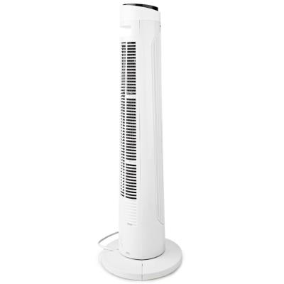 NEDIS sloupový ventilátor/ výška: 76 cm/ výkon 50 W/ 3 rychlosti/ rotace/ dálkové ovládání/ bílo-černý