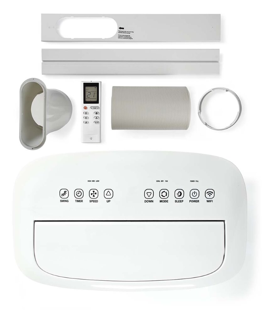 NEDIS Wi-Fi chytrá klimatizace/ 16000 BTU/ 140 m3/ odvlhčování/ 3 rychlosti/ 65 dB/ Android/ iOS/ bílá