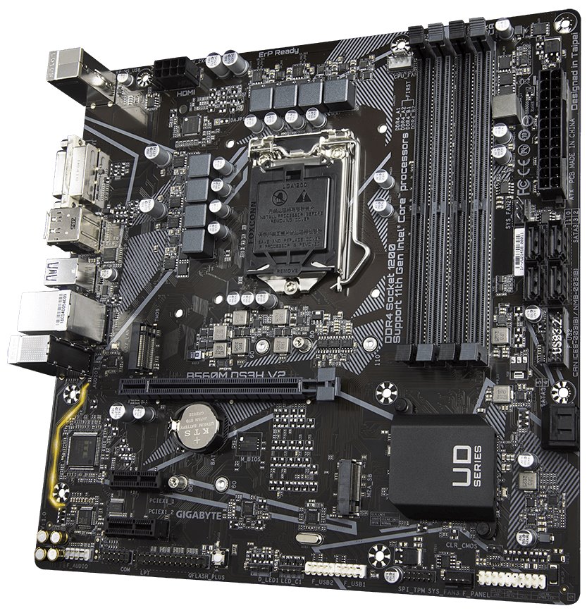 GIGABYTE B560M DS3H V2 / Intel B560 / LGA1200 / 4x DDR4 / 2x M.2 / DVI-D / HDMI / DP / USB-C / mATX