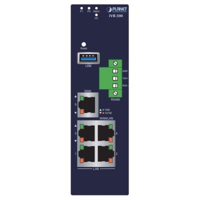 Planet IVR-300 Enterprise router/FW VPN/VLAN/QoS/HA/AP kontroler, 2xWAN(SD-WAN), 3xLAN, IP30, -40/75st, 9-54VDC