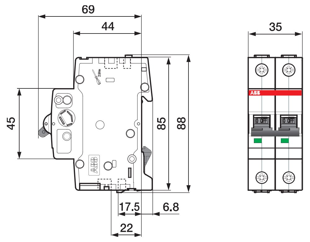 Solarmi AC/DC jistič 50A pro fotovoltaiku, ABB JISTIČ S 201 C 50 NA, DC odpojovač