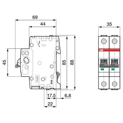 Solarmi AC/DC jistič 50A pro fotovoltaiku, ABB JISTIČ S 201 C 50 NA, DC odpojovač