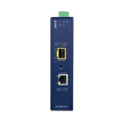 Planet IGT-900-1T1S IP30 průsmyslový konvertor 1x 1000Base-T, 1x SFP port, SNMP, VLAN, -40až+75st, 9-48VDC