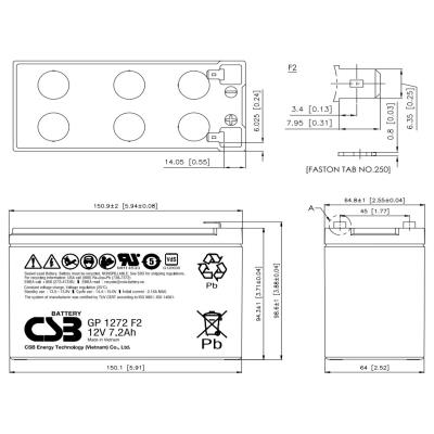 CSB Pb záložní akumulátor VRLA AGM 12V/7,2Ah (GP1272 F2)