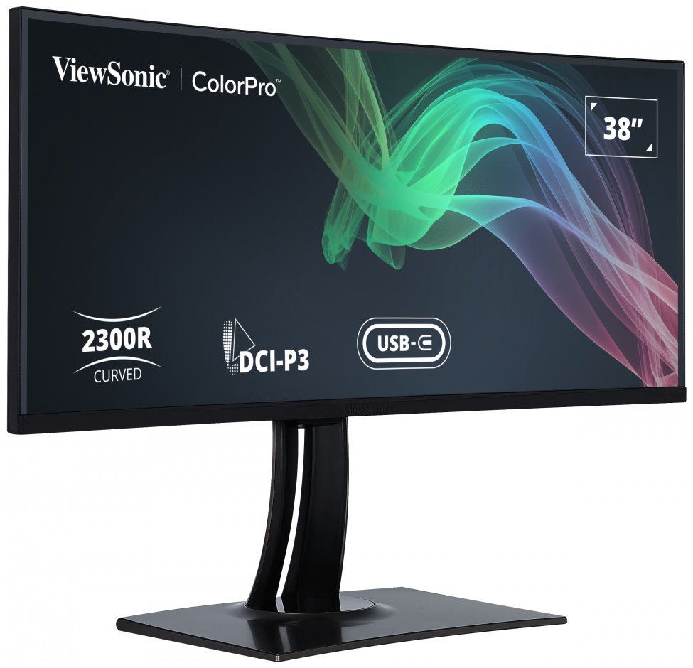 ViewSonic VP3881A / 38" prohnutý/ IPS/ 21:9/ 3840x1600/ 5ms/ 300cd/m2/ DP/ 2xHDMI/ 2xUSB-A/ USB-B / USB-C/ RJ45/ Repro