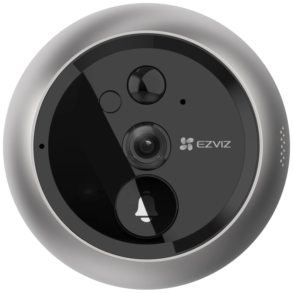 EZVIZ chytrý dveřní videotelefon DP2C/ Wi-Fi/ kamera 1080p/ H.265/ kukátko/ zvonek/ IR do 5 m/ PIR/ LCD 4,3"/ stříbrný