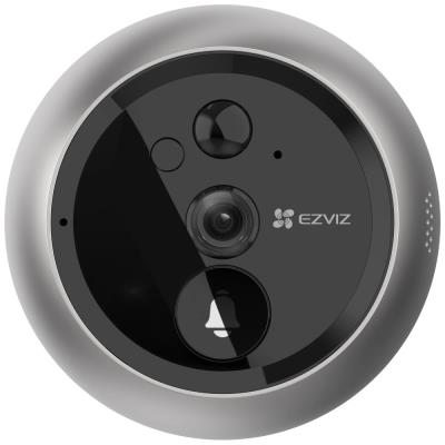 EZVIZ chytrý dveřní videotelefon DP2C/ Wi-Fi/ kamera 1080p/ H.265/ kukátko/ zvonek/ IR do 5 m/ PIR/ LCD 4,3"/ stříbrný