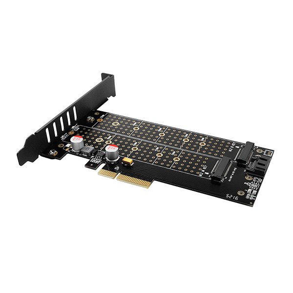 AXAGON slot adaptér do PCIe x4 na M.2 NVMe M-KEY nebo SATA B-KEY vč. chladiče / PCEM2-DC / low-profile