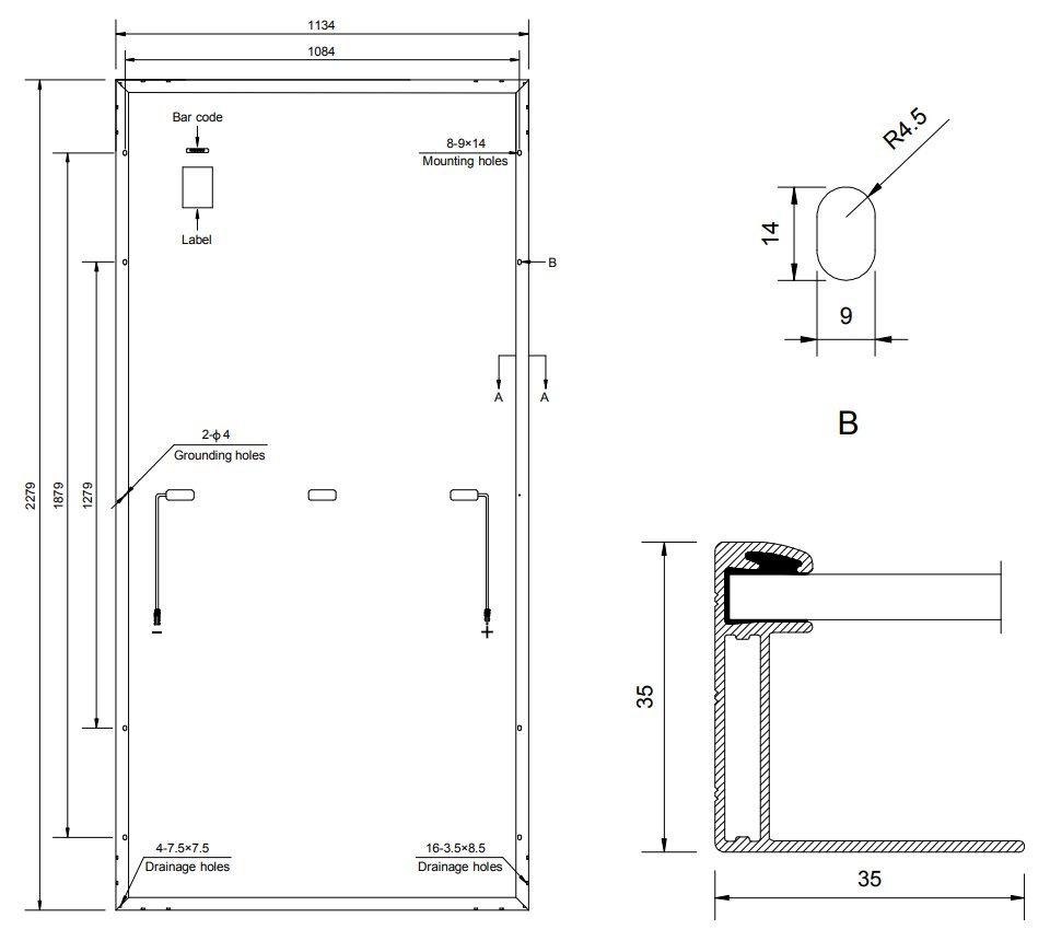 Solarmi solární panel Amerisolar Mono 550 Wp černý 144 článků, AS-7M144-HC, (MPPT 42V)